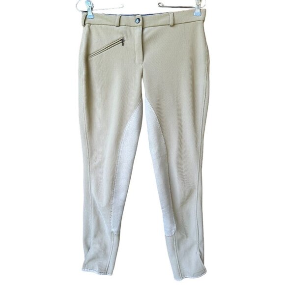 Ladies' Low Rise Full Seat Breeches Size 28 Beige Ribbed Equestrian Riding Pants - Picture 1 of 11